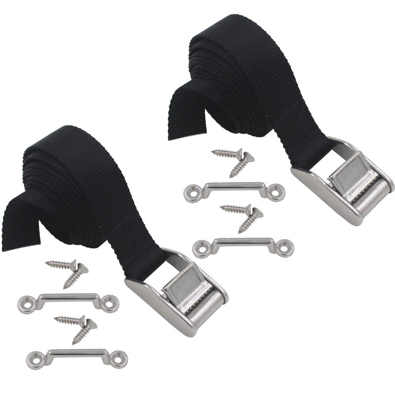 YYST Battery Box Hold Tie Down Strap Kit Anti-UV w/Stainless Steel Cam Buckle (2) - Image 1